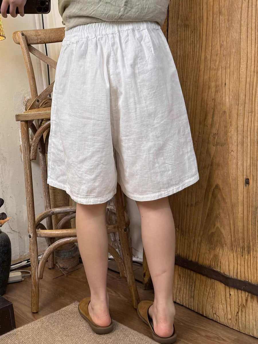 女士夏季休閒純色棉質五分褲