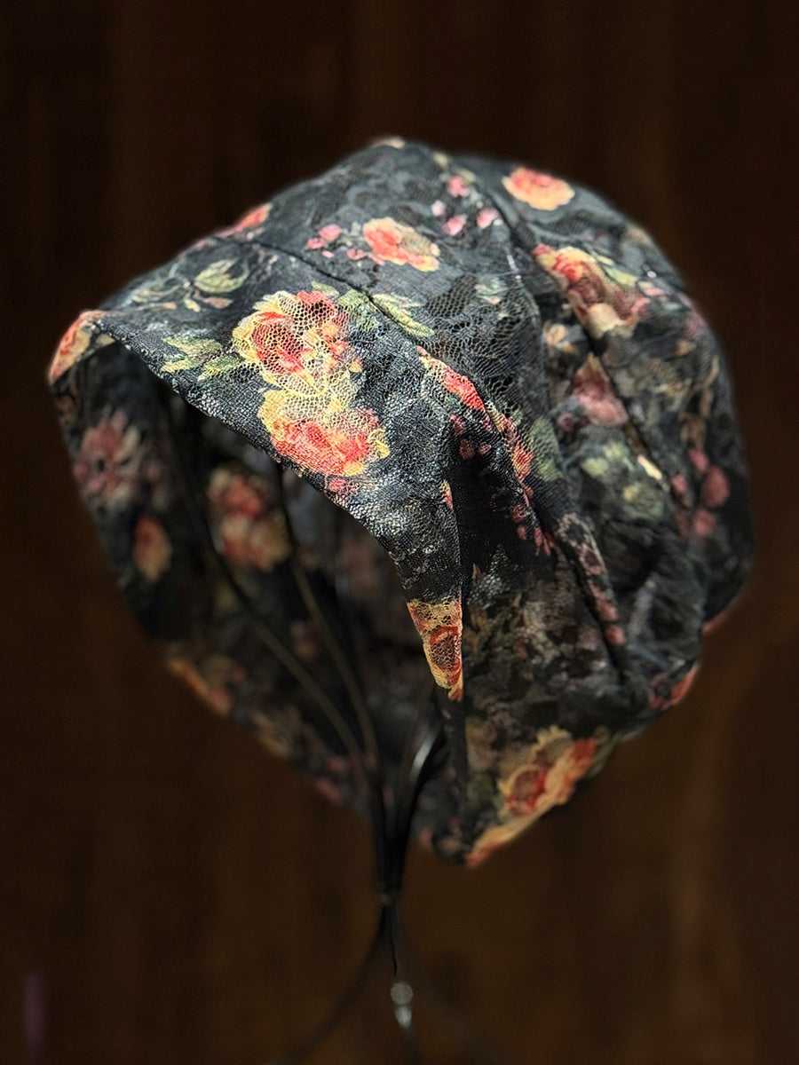 女士藝術風花朵針織寬鬆帽