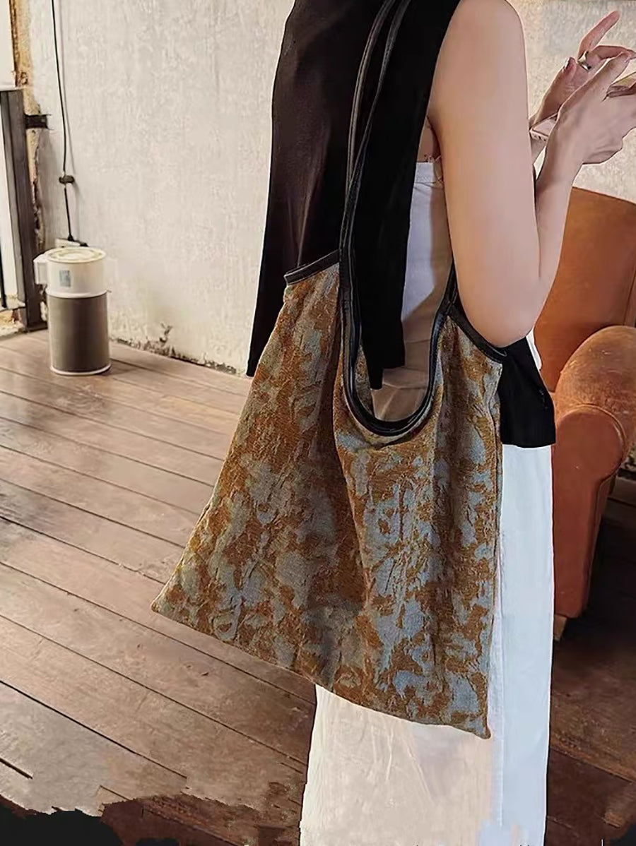 復古油畫浮雕帆布肩背包