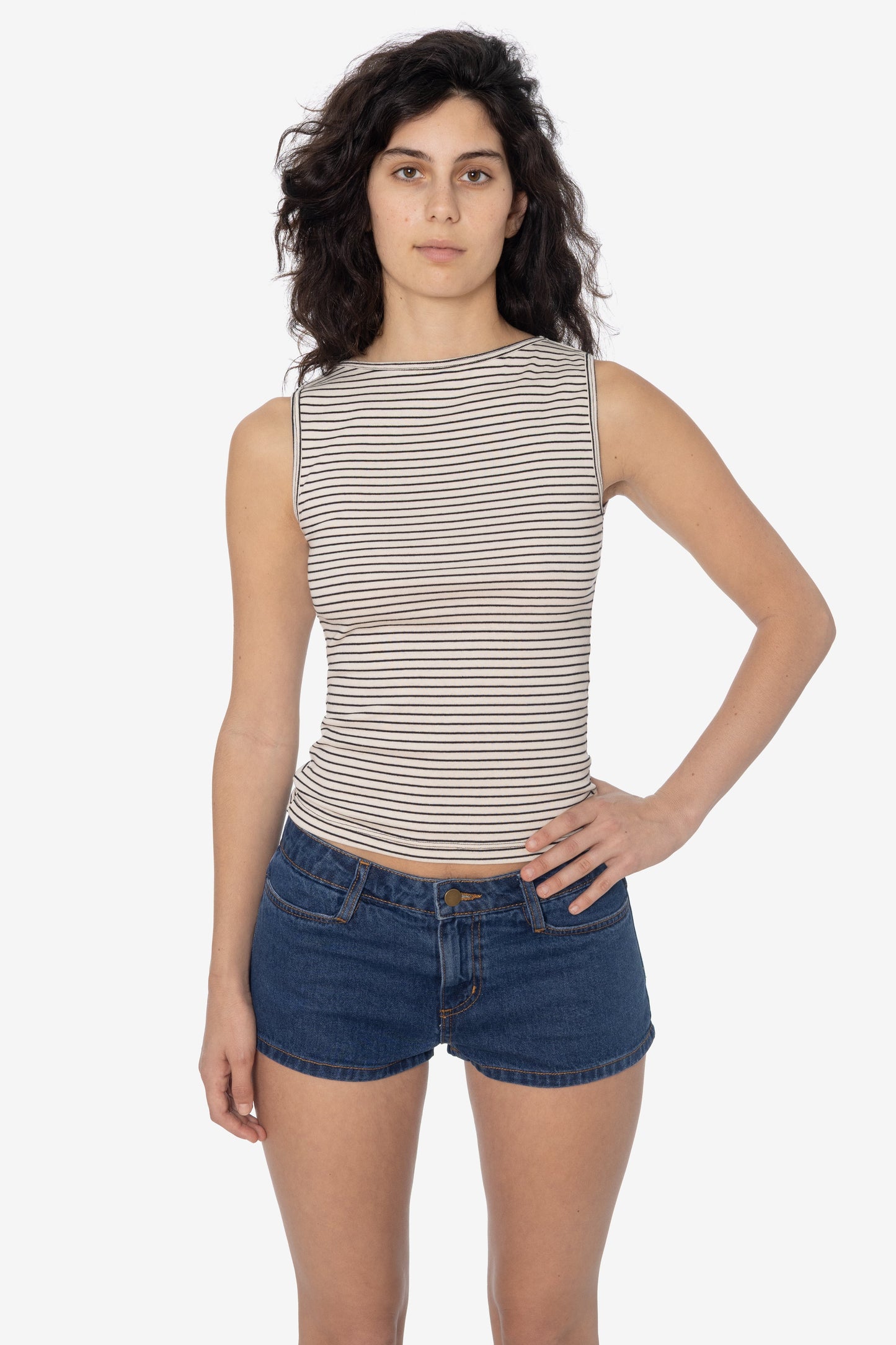 43045 - Baby Rib Sleeveless Boatneck Top