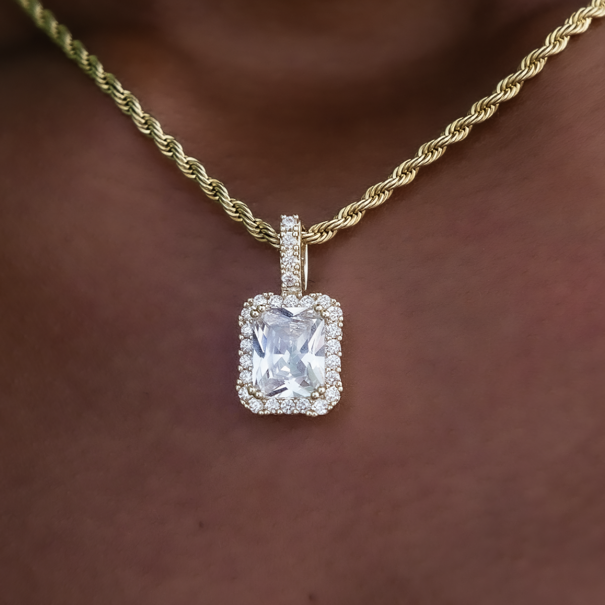 18k Vermeil Diamond Stone Pendant