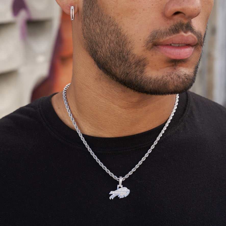 Buffalo Bills Official NFL Micro Logo Pendant - White Gold