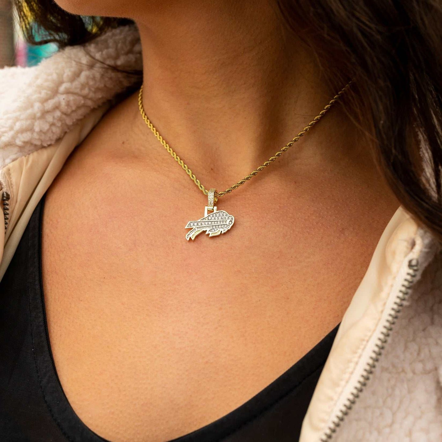 Buffalo Bills Official NFL Micro Logo Pendant - Yellow Gold