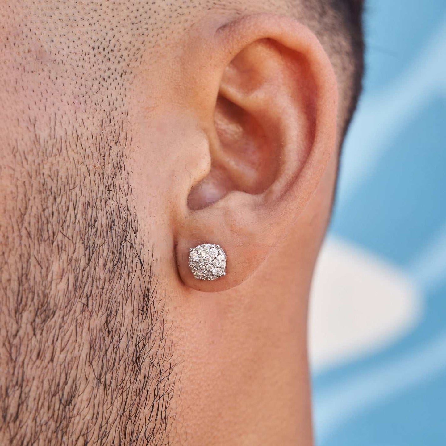 8MM Pave Set Moissanite Stud Earrings in Sterling Silver