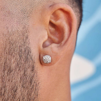 8MM Pave Set Moissanite Stud Earrings in Sterling Silver