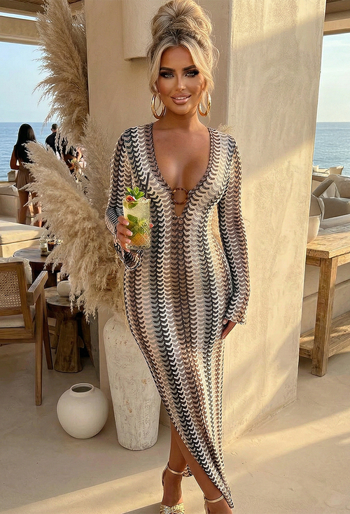Bring On The Style Brown Zig Zag Maxi Dress