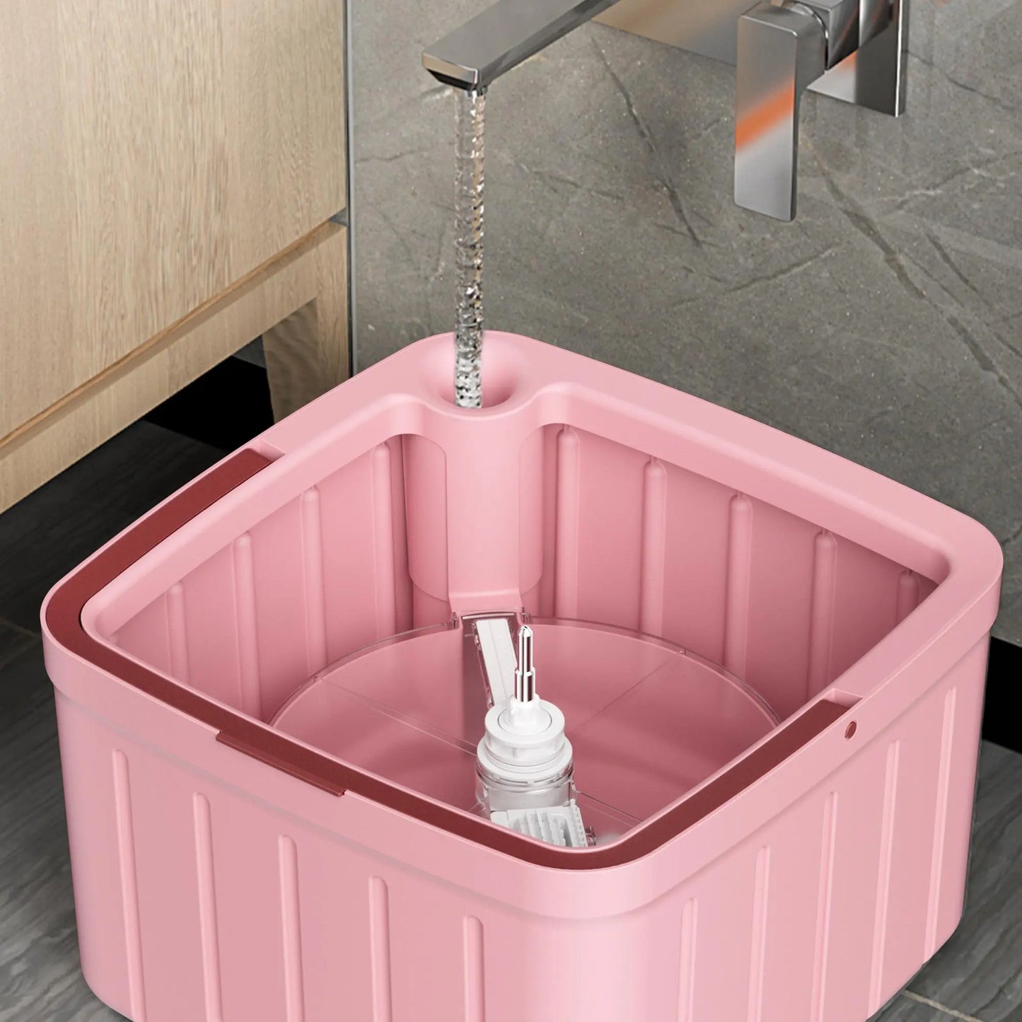 Self Cleaning Spin Mop with Bucket, 360° Flat Mop for Wet & Dry Floor Cleaning