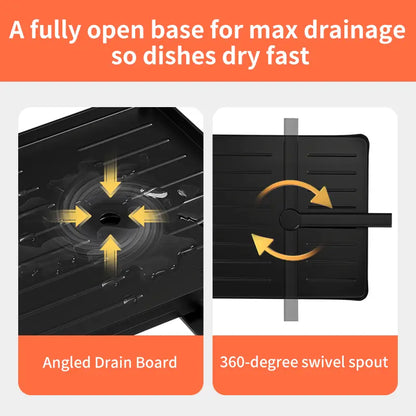 2 Tier Over Sink Dish Drying Rack | Foldable Space Saving Organizer