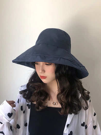 女夏季遮陽帽純色折帽