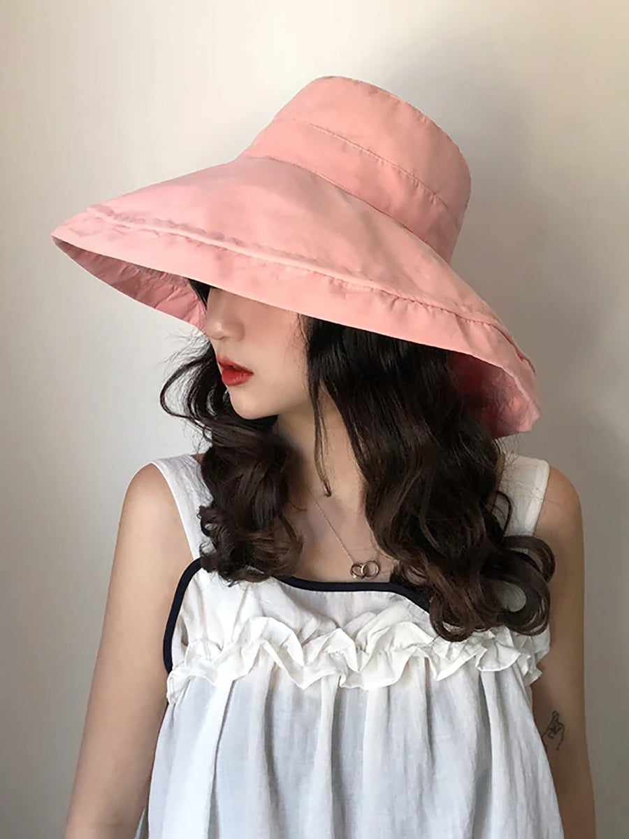 女夏季遮陽帽純色折帽
