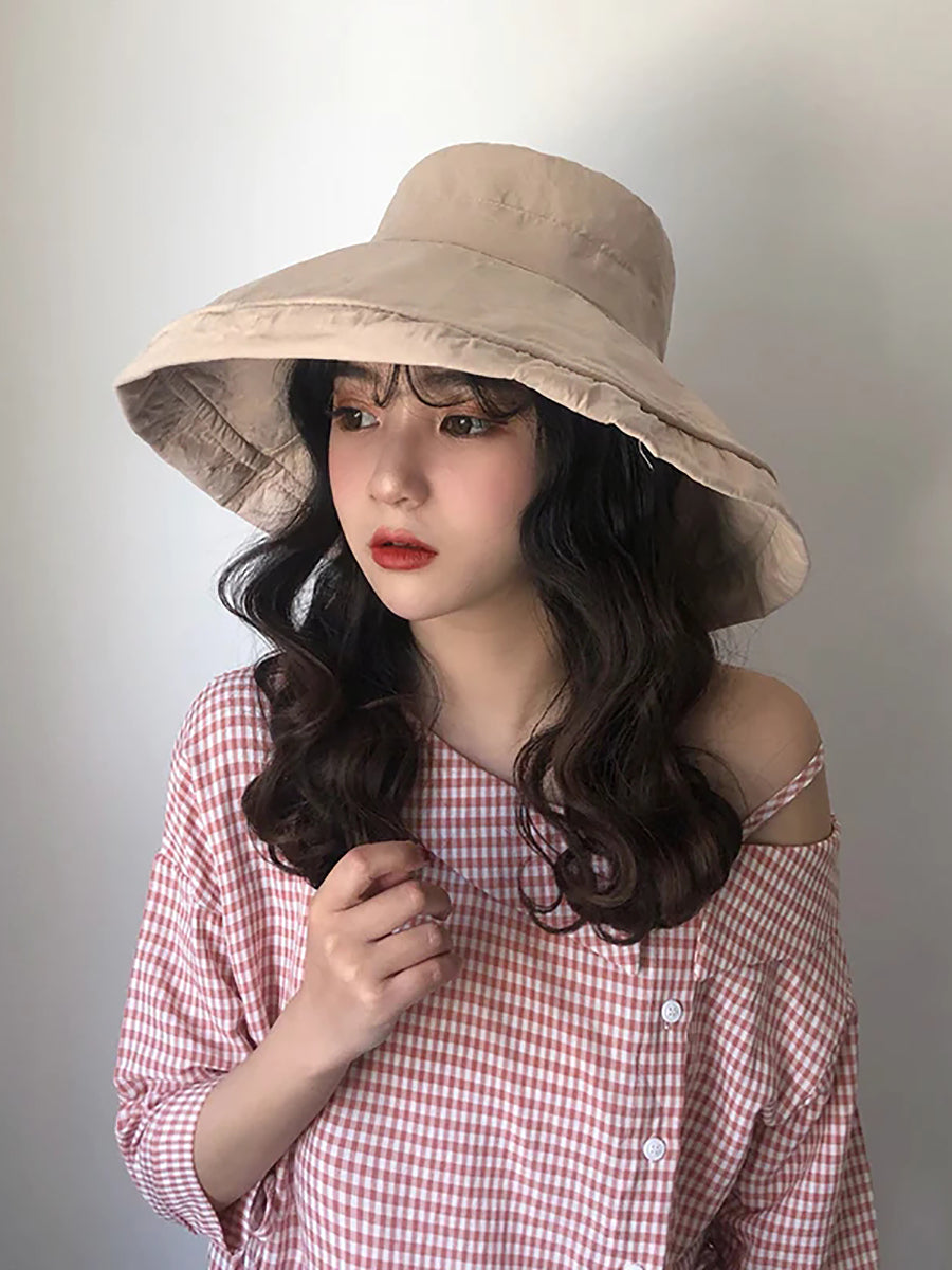 女夏季遮陽帽純色折帽