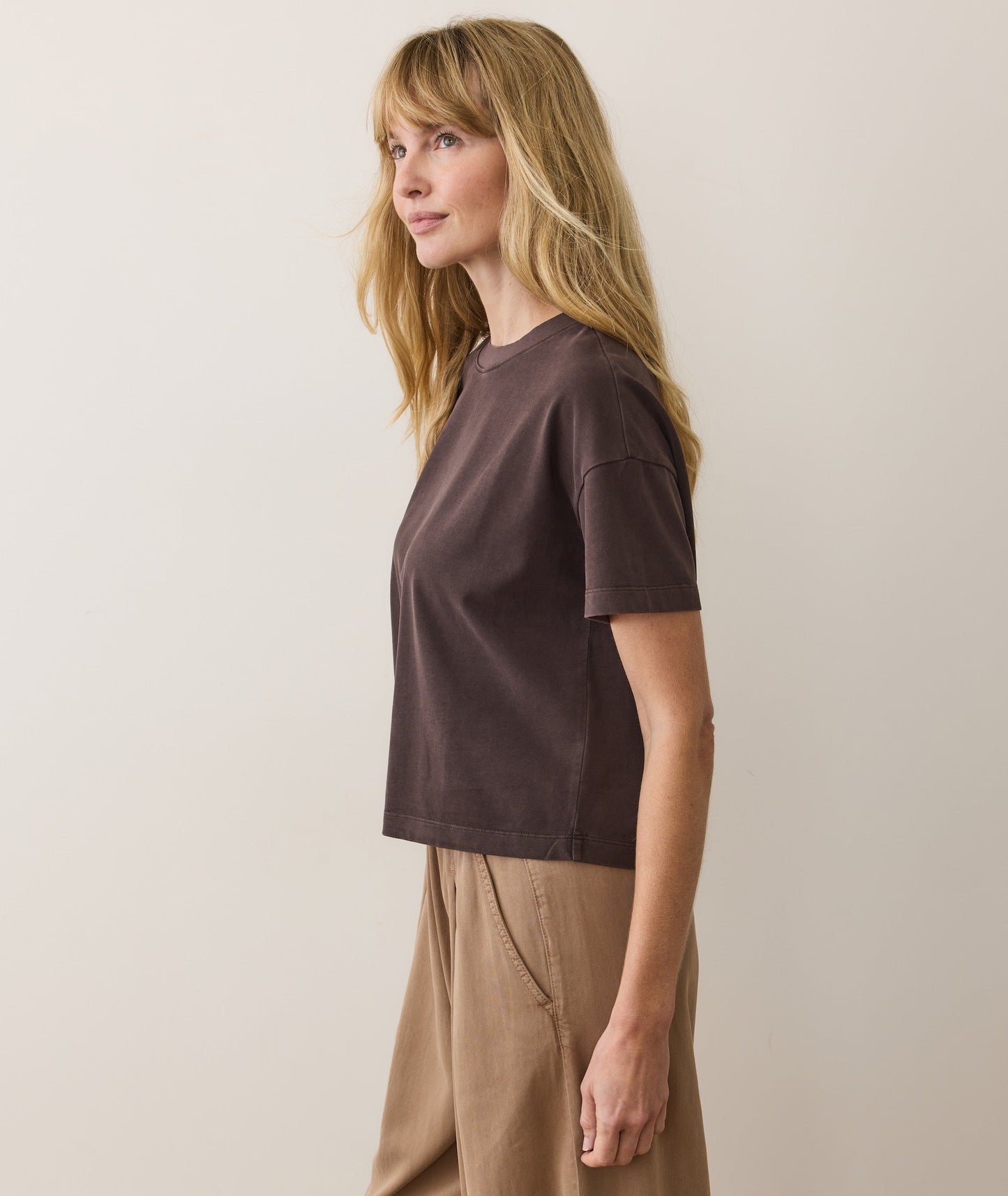 Women's Luxe Jersey Crew Tee in Coffee