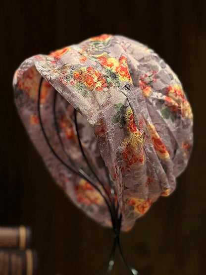 女士藝術風花朵針織寬鬆帽