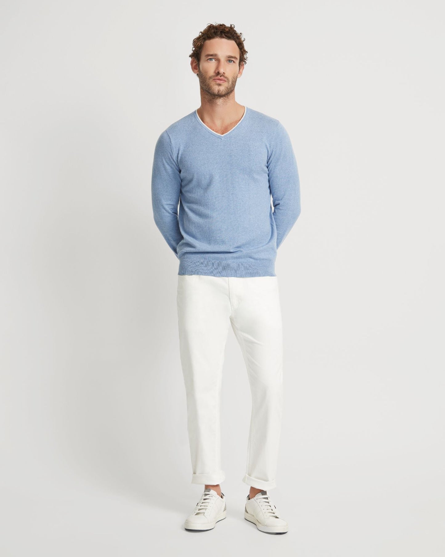 Tipping V-Neck Knitted Top