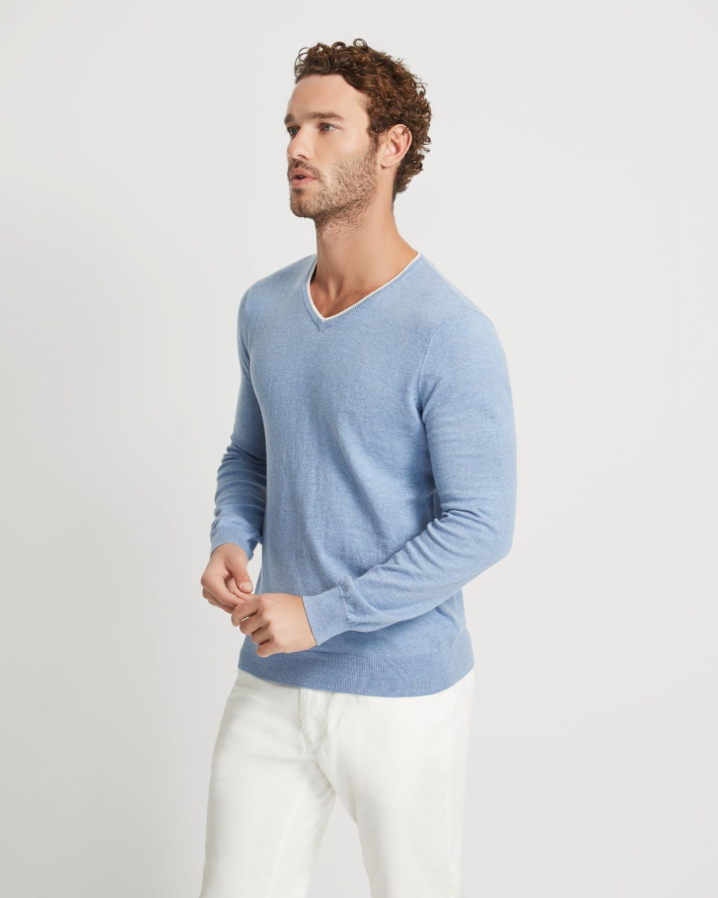 Tipping V-Neck Knitted Top