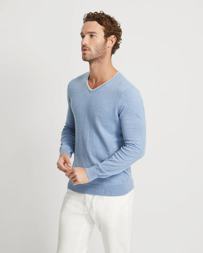 Tipping V-Neck Knitted Top