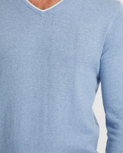 Tipping V-Neck Knitted Top