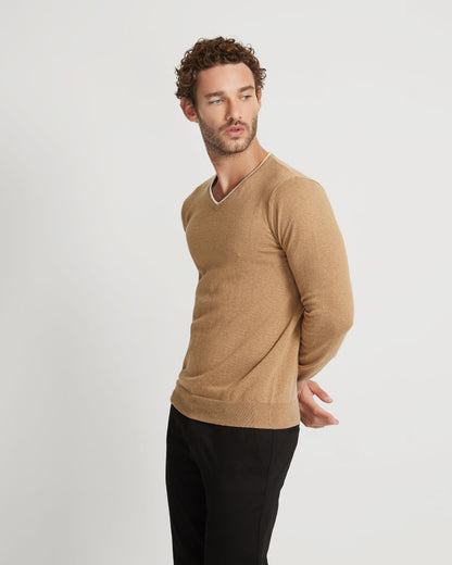 Tipping V-Neck Knitted Top