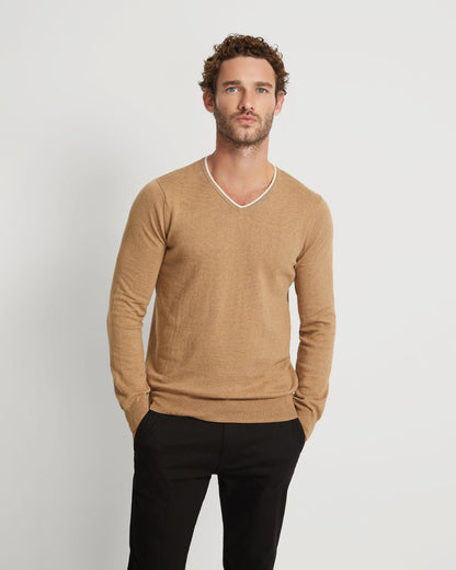 Tipping V-Neck Knitted Top