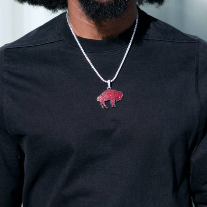 Buffalo Bills Official NFL Vintage Logo Pendant in White Gold