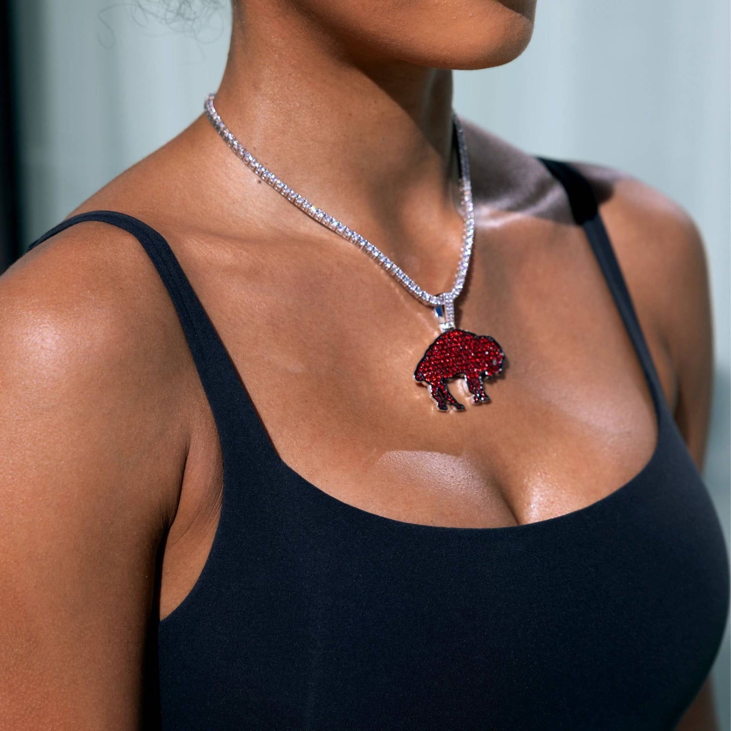 Buffalo Bills Official NFL Vintage Logo Pendant in White Gold