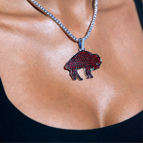 Buffalo Bills Official NFL Vintage Logo Pendant in White Gold