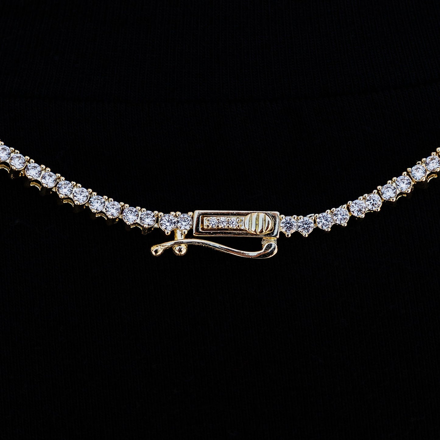 3 Prong Tennis Necklace in Yellow Gold -2mm