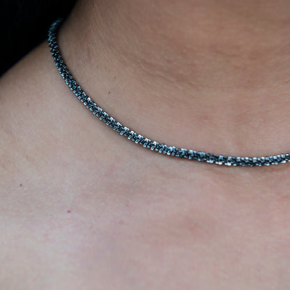 4MM Diamond Cut Popcorn Necklace in Black