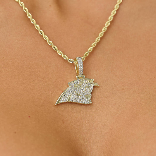 Carolina Panthers Official NFL Micro Logo Pendant in Yellow Gold