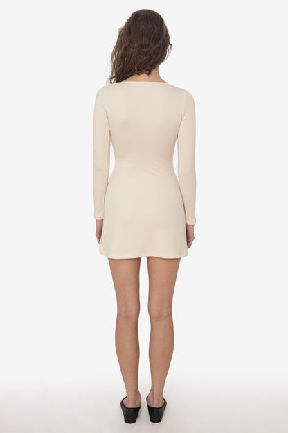 PON3644 - Ponte Long Sleeve Boatneck Dress