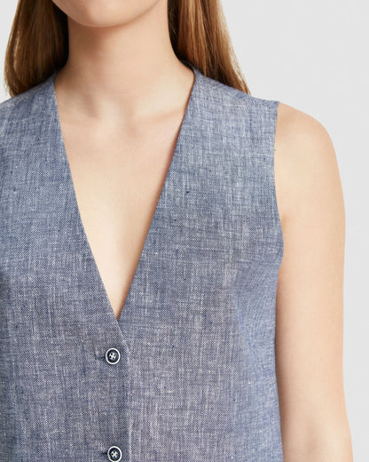 Vienna Linen Twill Waistcoat