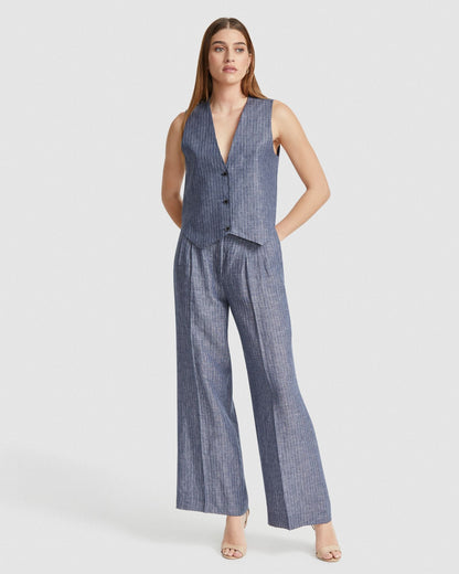 Vienna Pinstripe Linen Waistcoat