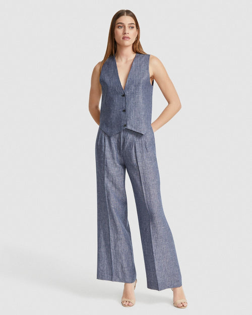 Vienna Pinstripe Linen Waistcoat