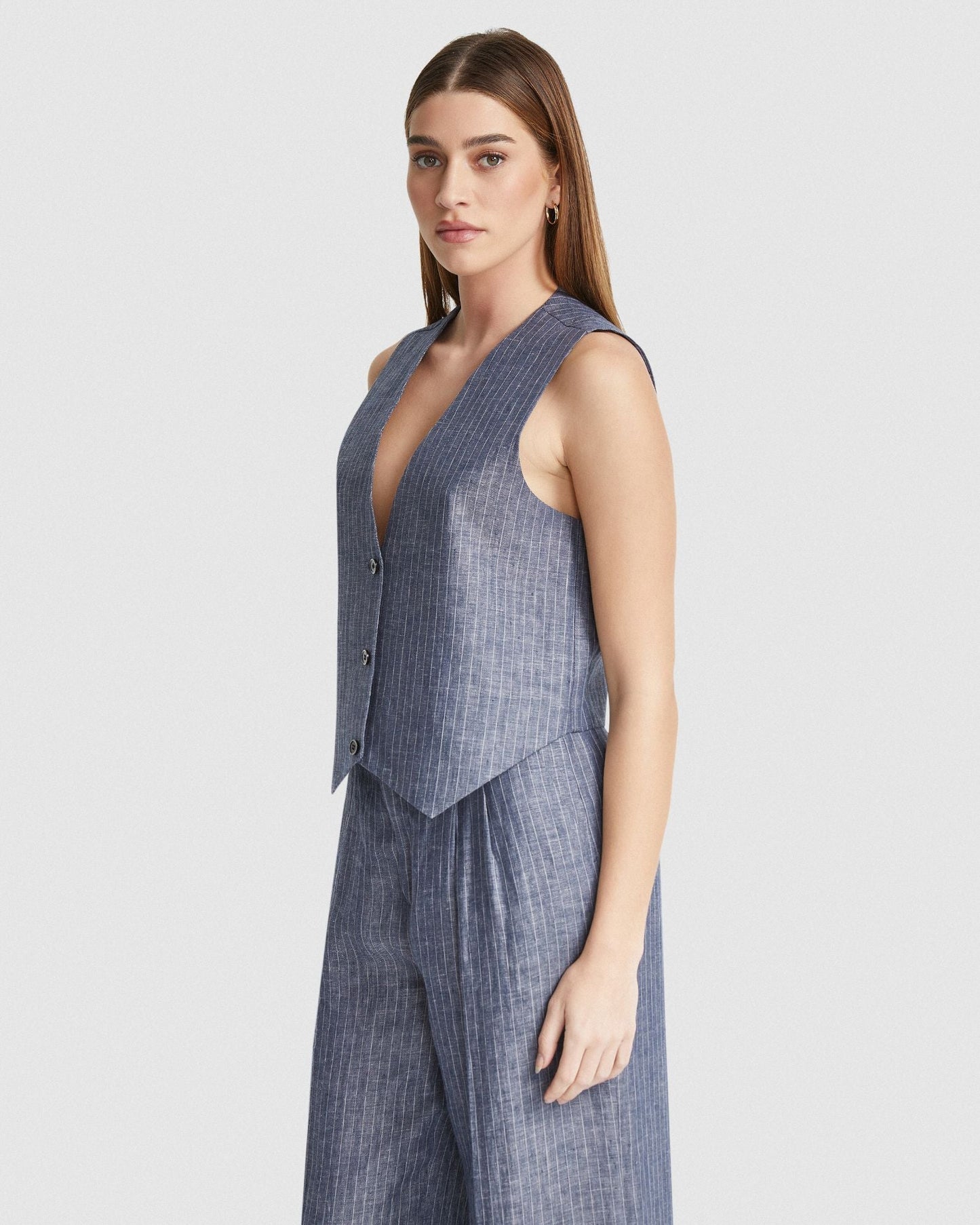 Vienna Pinstripe Linen Waistcoat