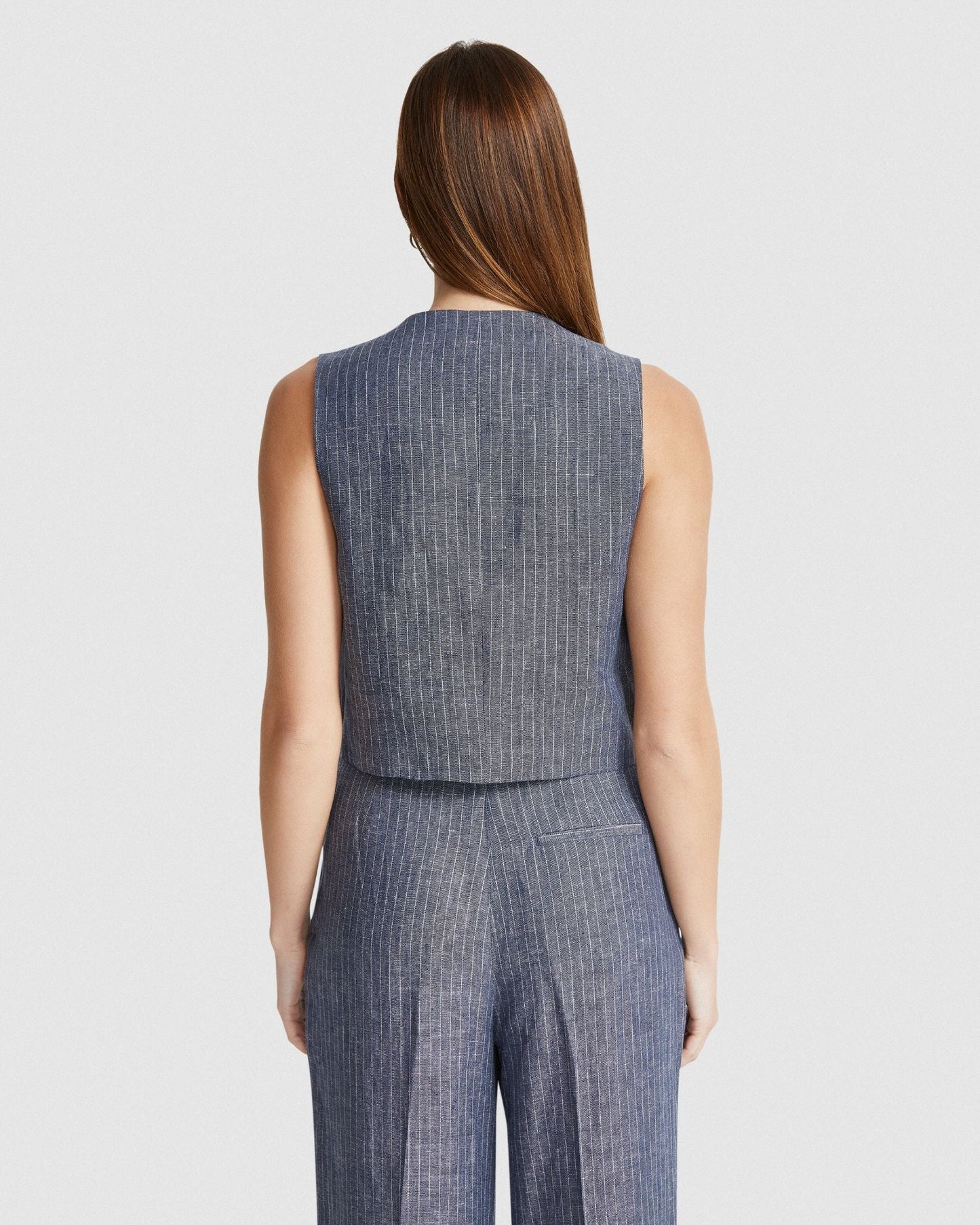 Vienna Pinstripe Linen Waistcoat