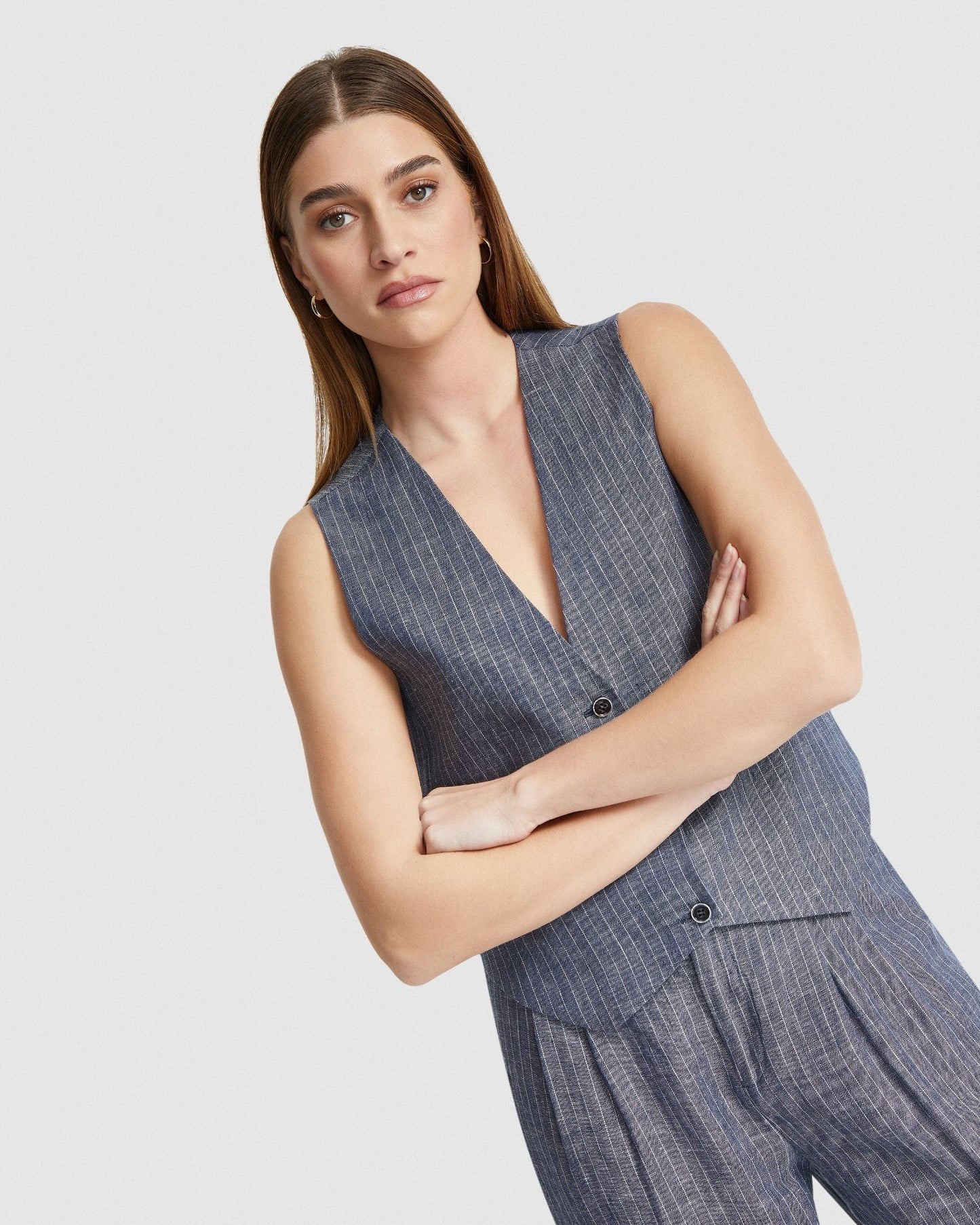 Vienna Pinstripe Linen Waistcoat
