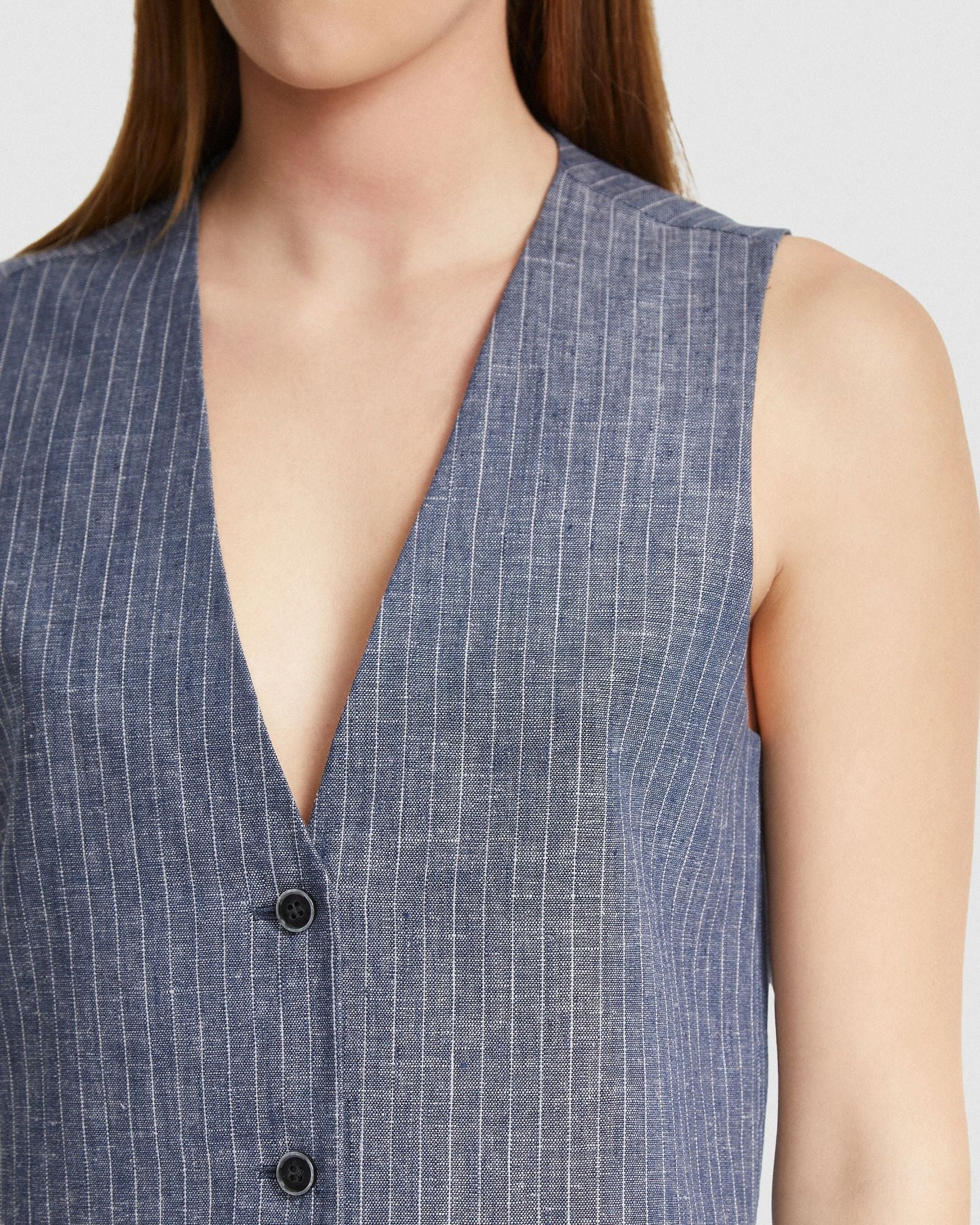 Vienna Pinstripe Linen Waistcoat