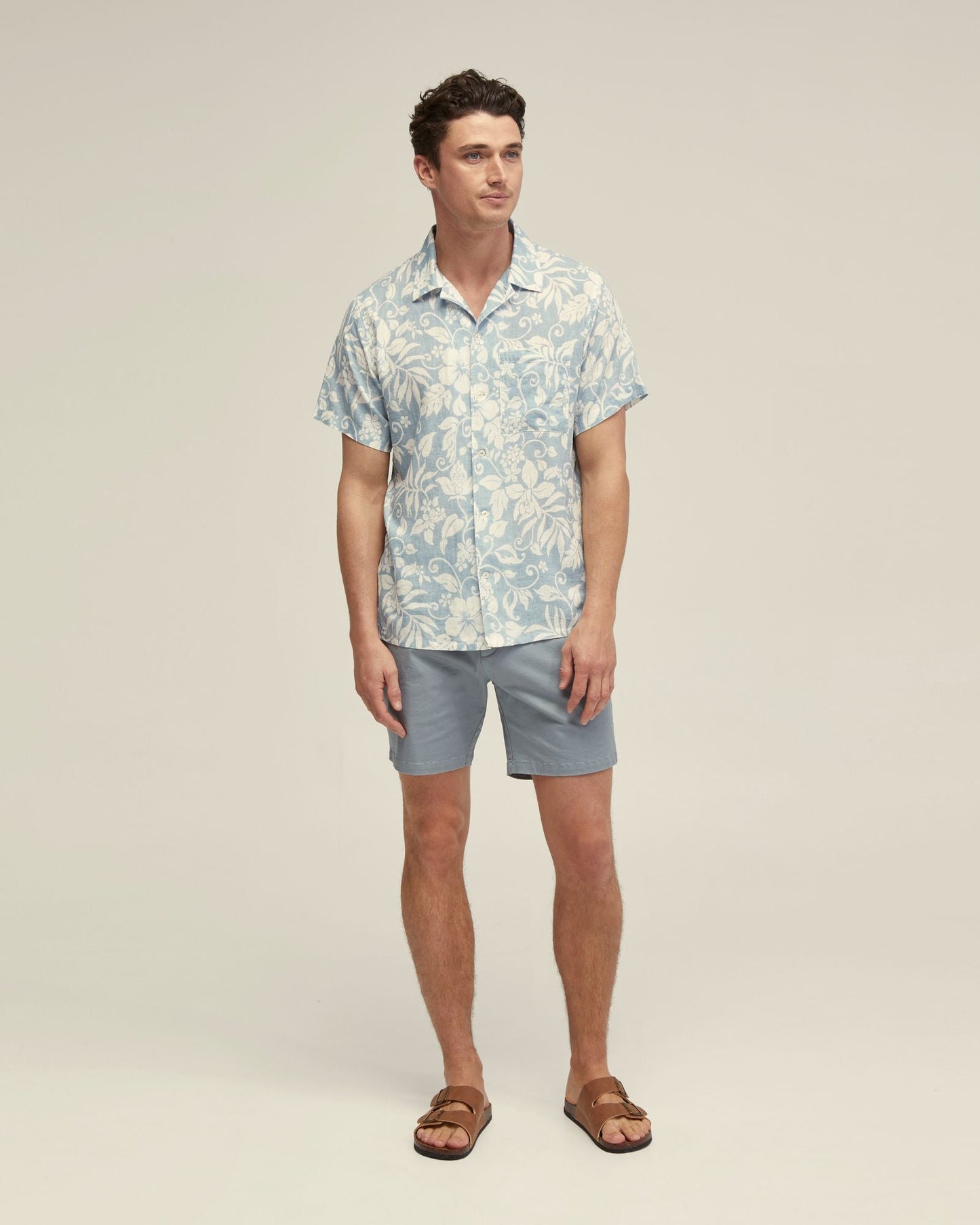 Vinny Linen Blnd Printed Short Sleeve Shirt