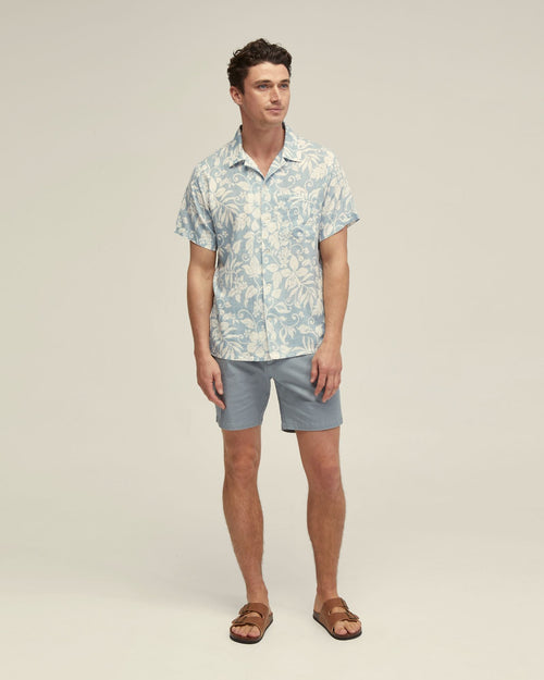 Vinny Linen Blnd Printed Short Sleeve Shirt