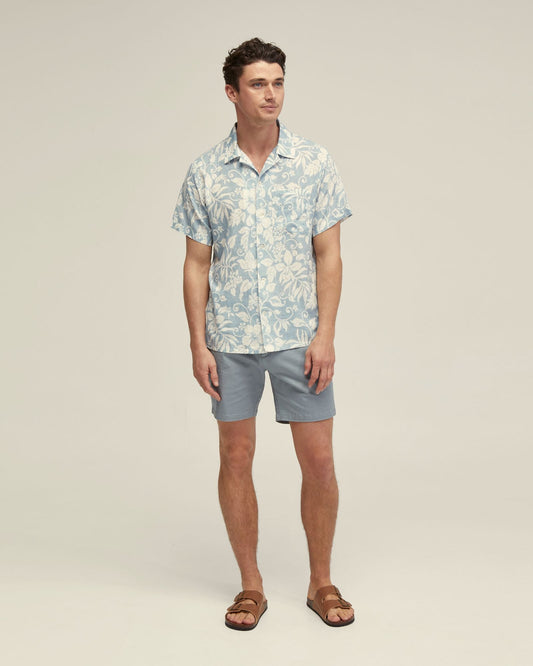 Vinny Linen Blnd Printed Short Sleeve Shirt