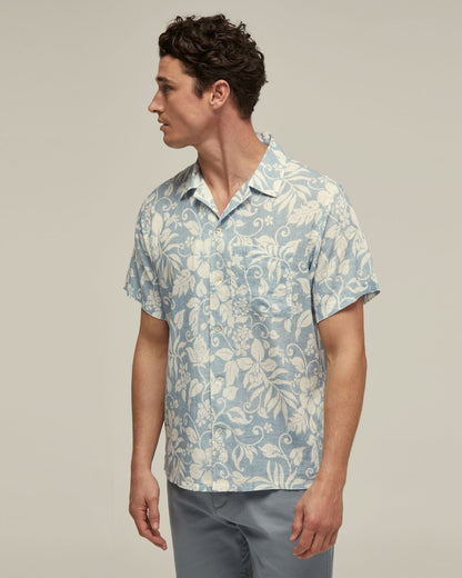 Vinny Linen Blnd Printed Short Sleeve Shirt
