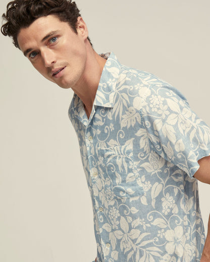 Vinny Linen Blnd Printed Short Sleeve Shirt