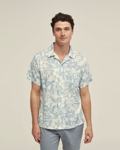 Vinny Linen Blnd Printed Short Sleeve Shirt