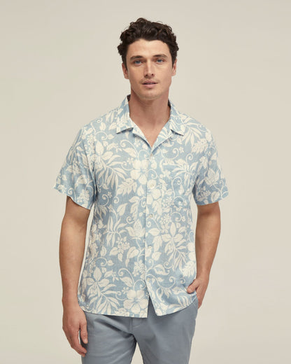 Vinny Linen Blnd Printed Short Sleeve Shirt