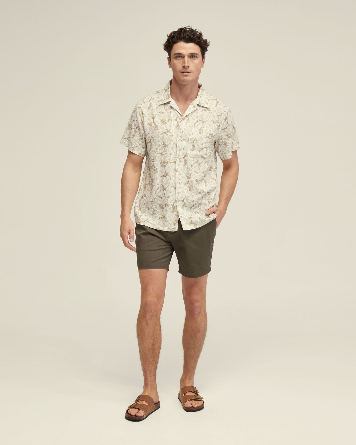 Vinny Linen Blnd Printed Short Sleeve Shirt