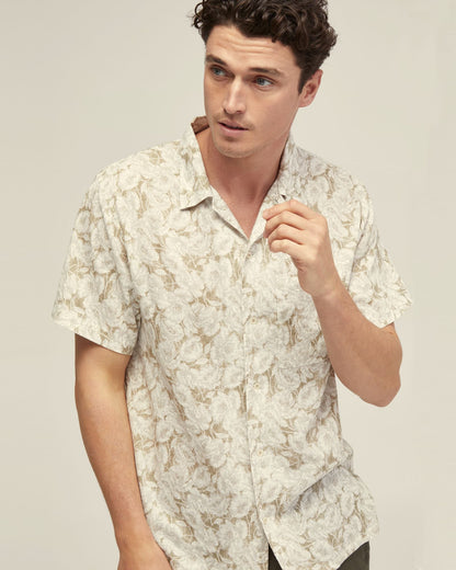 Vinny Linen Blnd Printed Short Sleeve Shirt