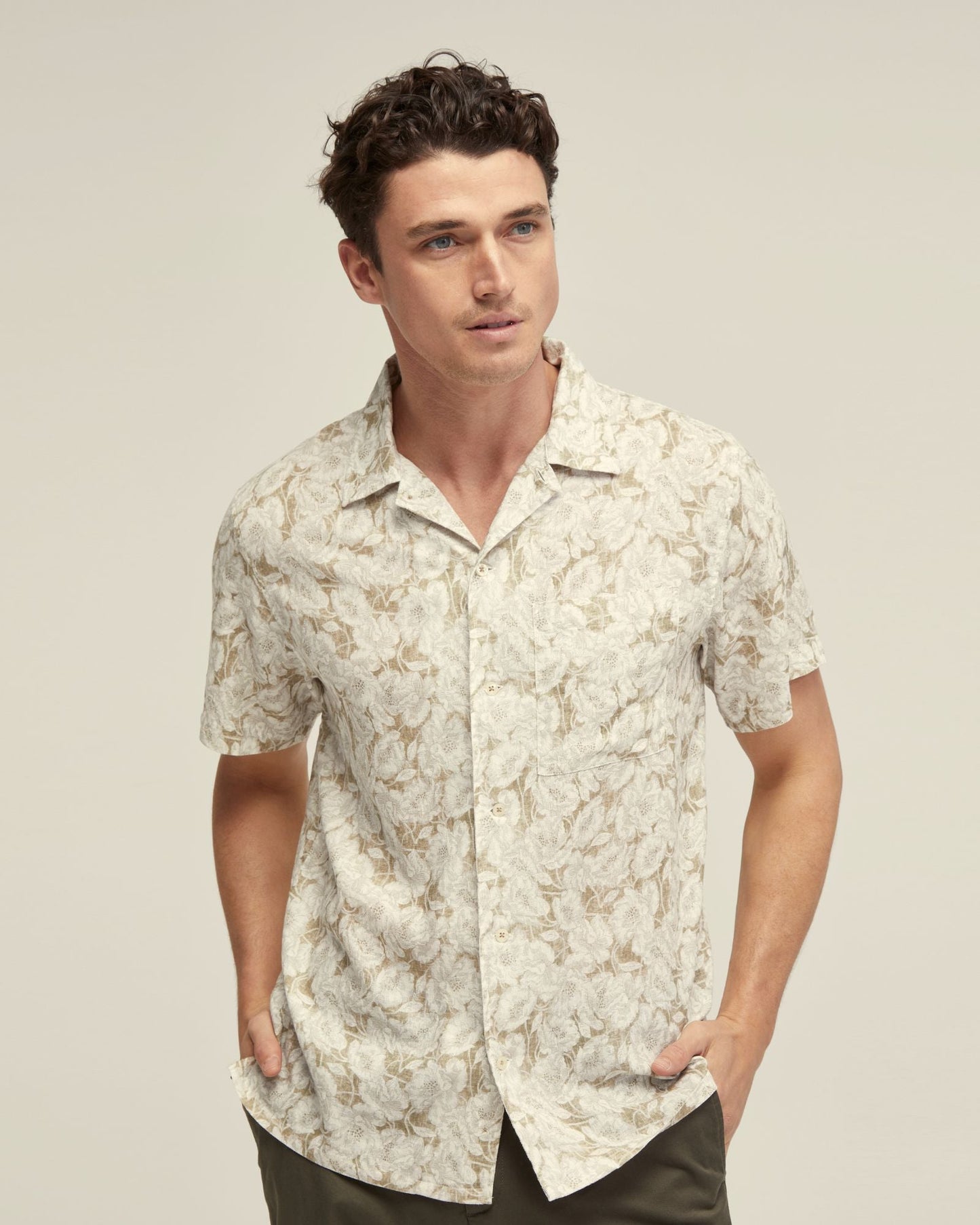 Vinny Linen Blnd Printed Short Sleeve Shirt