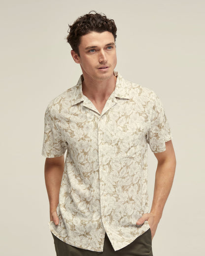 Vinny Linen Blnd Printed Short Sleeve Shirt