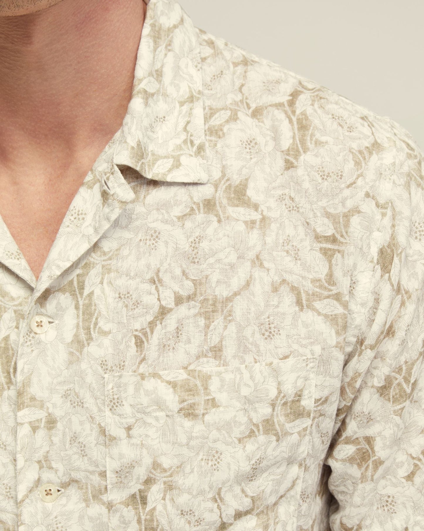 Vinny Linen Blnd Printed Short Sleeve Shirt