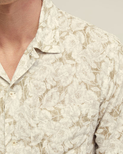 Vinny Linen Blnd Printed Short Sleeve Shirt